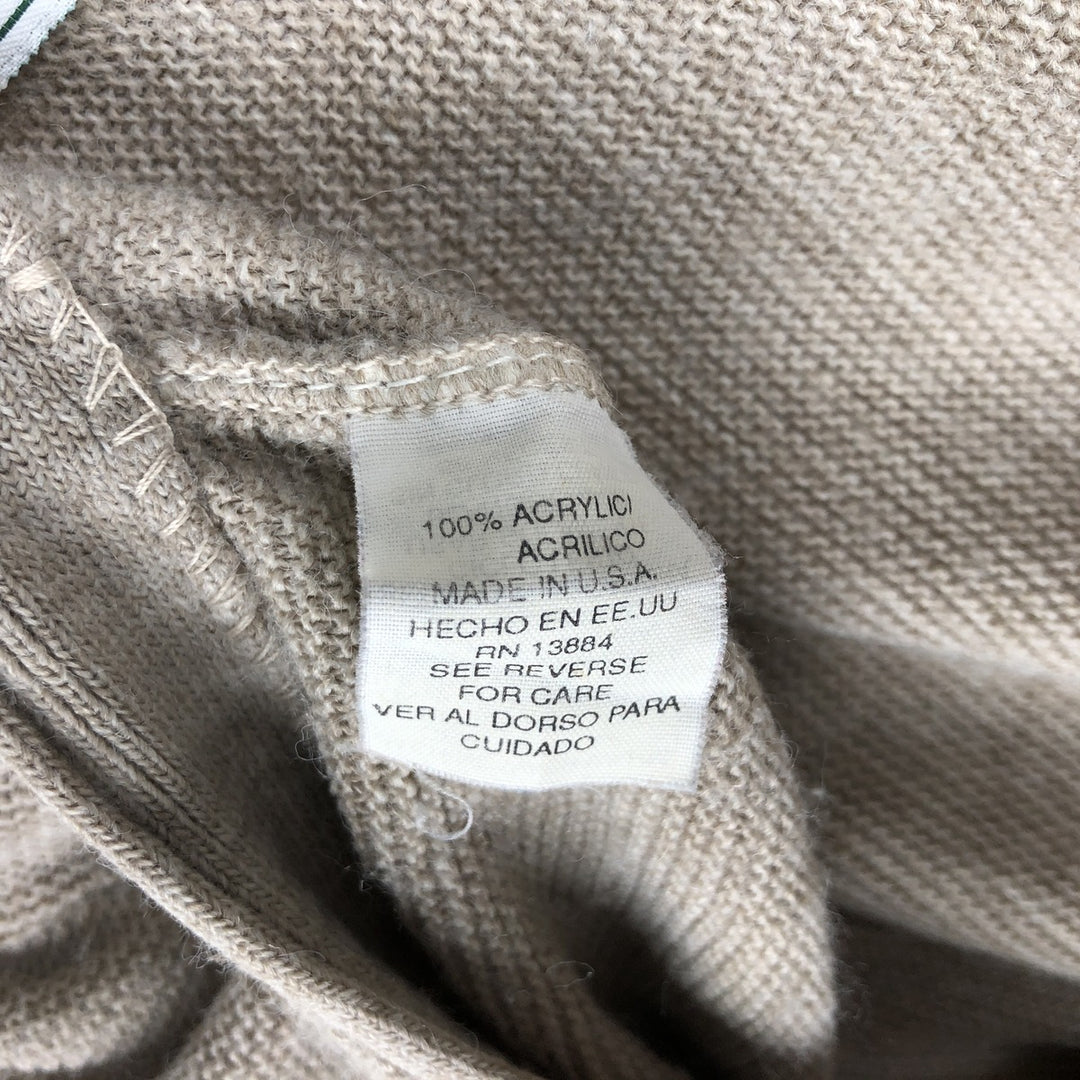 90'S IZOD Acrylic Knit Cardigan, Made in USA, Men's Size S (Equivalent), Vintage acrylic Khaki type Vintage Second Hand