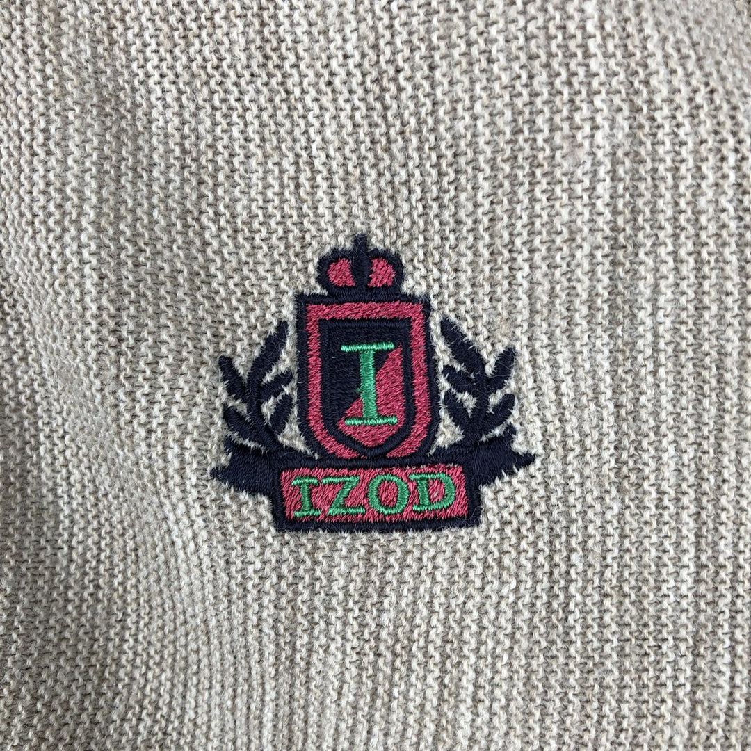 90'S IZOD Acrylic Knit Cardigan, Made in USA, Men's Size S (Equivalent), Vintage acrylic Khaki type Vintage Second Hand
