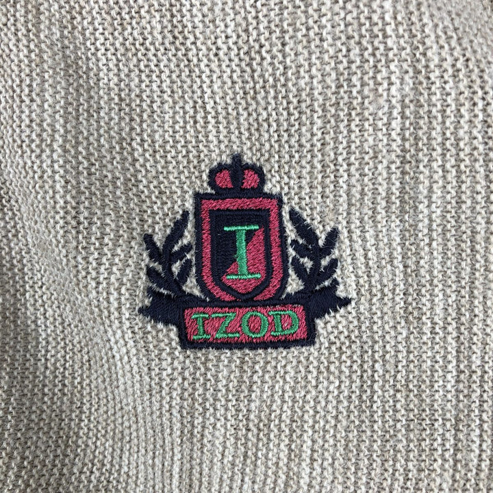 90'S IZOD Acrylic Knit Cardigan, Made in USA, Men's Size S (Equivalent), Vintage acrylic Khaki type Vintage Second Hand