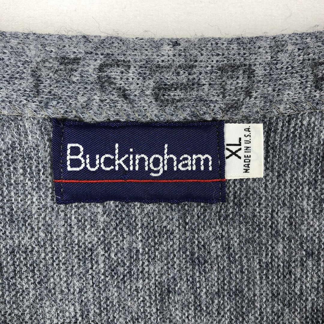 Buckingham Acrylic Knit Cardigan, Made in USA, Men's Size XL Oron Acrylic gray type Vintage Second Hand