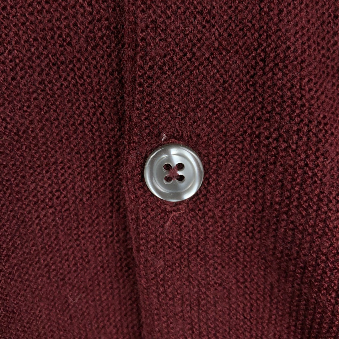 DAVID TAYLOR Acrylic Knit Cardigan, Made in USA, MEDIUM (equivalent to Men's M) acrylic Red type red-purple Vintage Second Hand