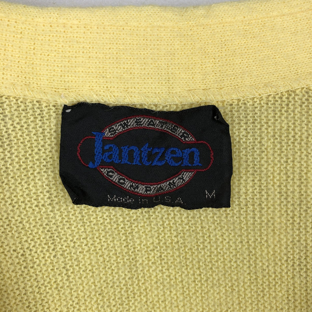 Vintage 80'S Jantzen acrylic knit cardigan, made in the USA, size M for men Oron Acrylic yellow type Vintage Second Hand
