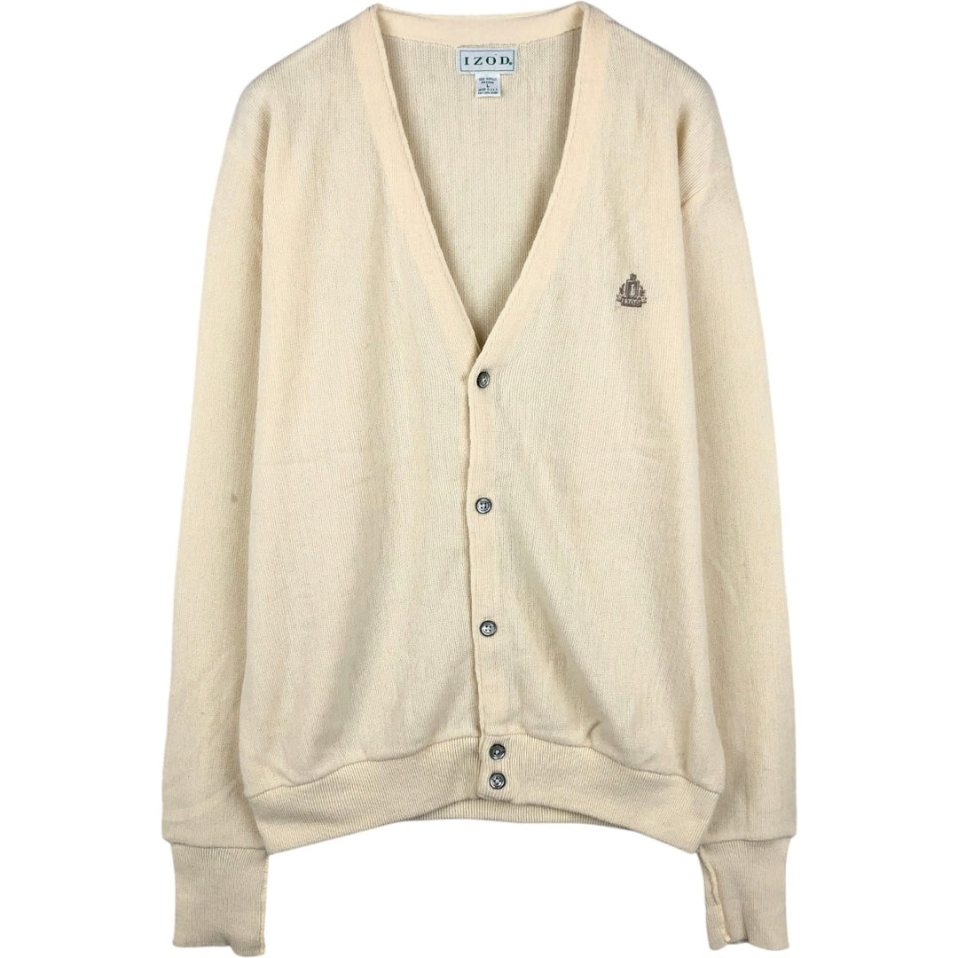 Vintage 90'S IZOD acrylic knit cardigan, made in the USA, size L, men's acrylic unbleached Vintage Second Hand