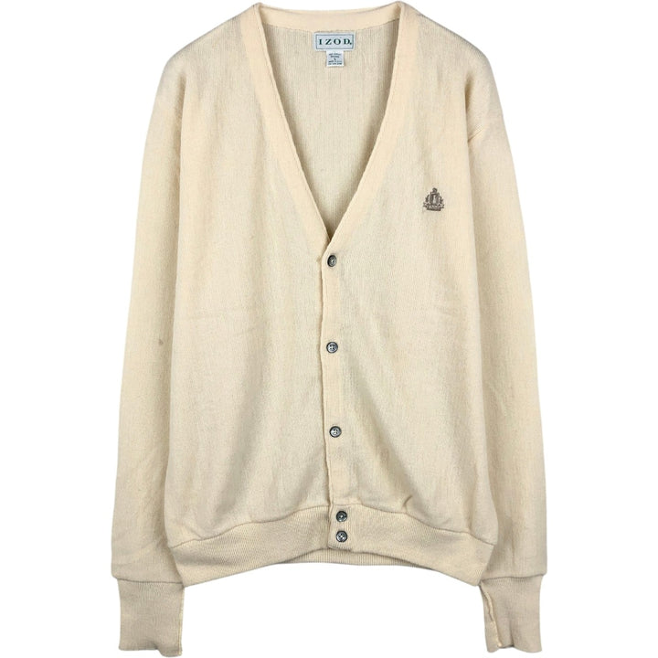 Vintage 90'S IZOD acrylic knit cardigan, made in the USA, size L, men's acrylic unbleached Vintage Second Hand