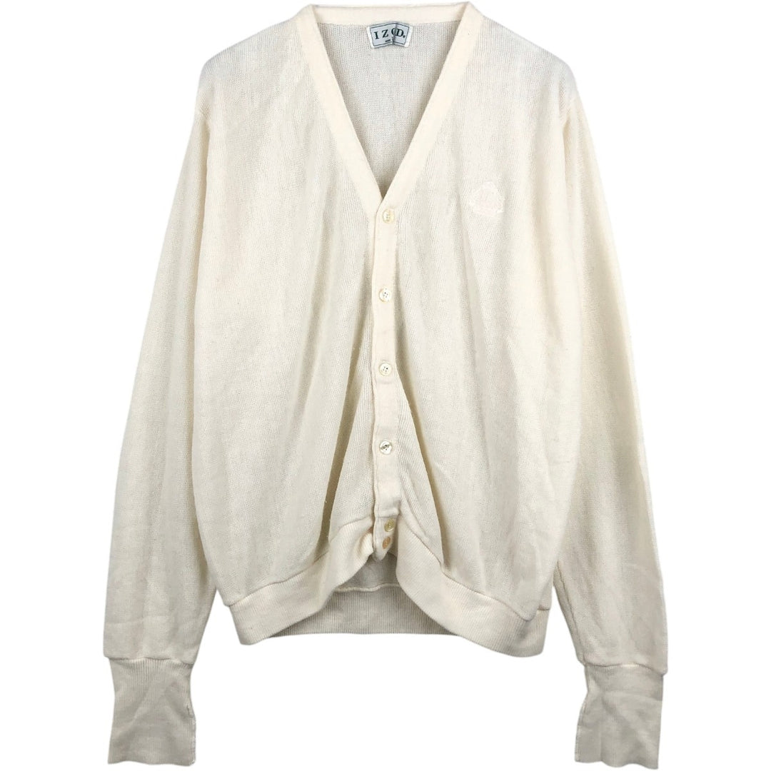 90'S IZOD acrylic knit cardigan, made in the USA, men's size L, vintage acrylic unbleached Vintage Second Hand