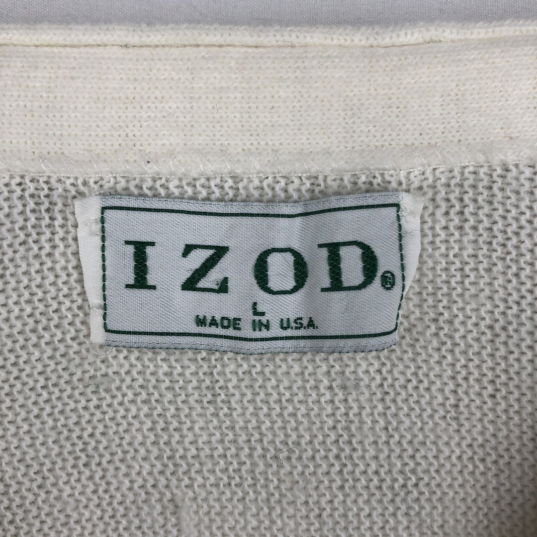90'S IZOD acrylic knit cardigan, made in the USA, men's size L, vintage acrylic unbleached Vintage Second Hand