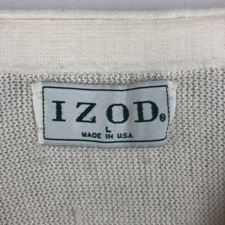 90'S IZOD acrylic knit cardigan, made in the USA, men's size L, vintage acrylic unbleached Vintage Second Hand