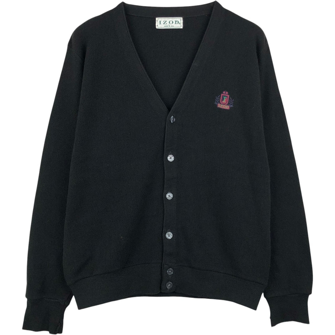 90'S IZOD acrylic knit cardigan, made in the USA, men's size L, vintage acrylic black type Vintage Second Hand