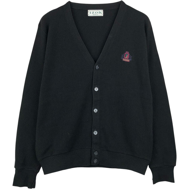 90'S IZOD acrylic knit cardigan, made in the USA, men's size L, vintage acrylic black type Vintage Second Hand