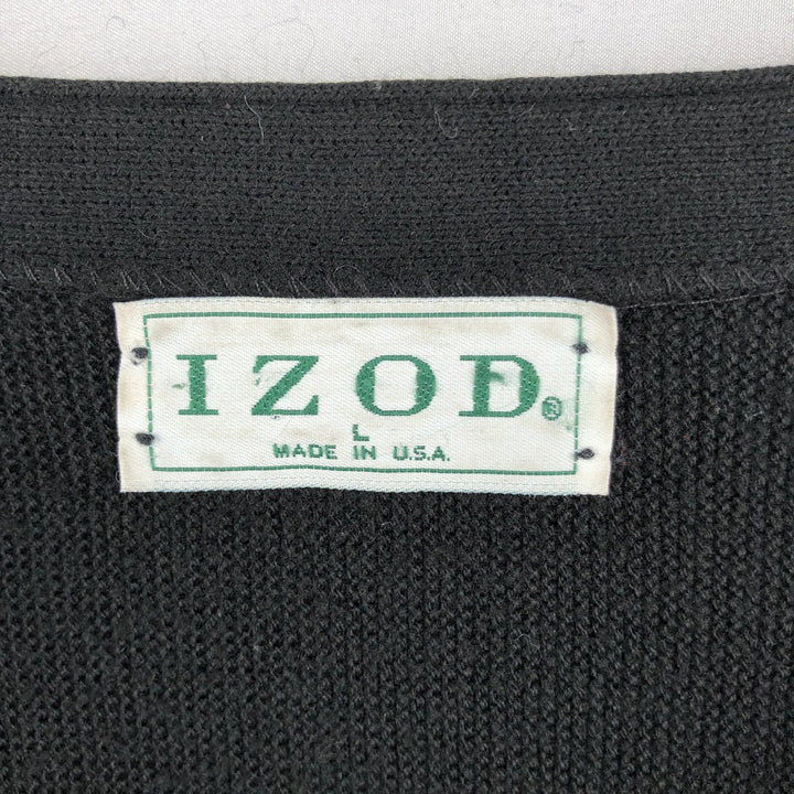 90'S IZOD acrylic knit cardigan, made in the USA, men's size L, vintage acrylic black type Vintage Second Hand