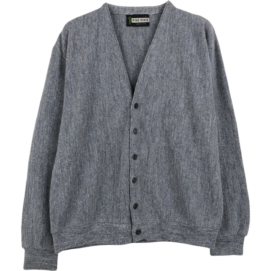 1990'S Pine State knit cardigan, made in USA, men's size L equivalent, vintage. acrylic gray type Vintage Second Hand