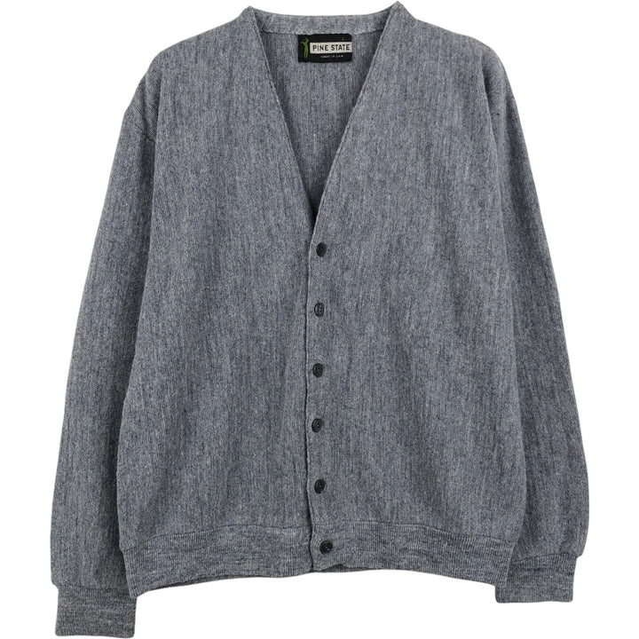 1990'S Pine State knit cardigan, made in USA, men's size L equivalent, vintage. acrylic gray type Vintage Second Hand