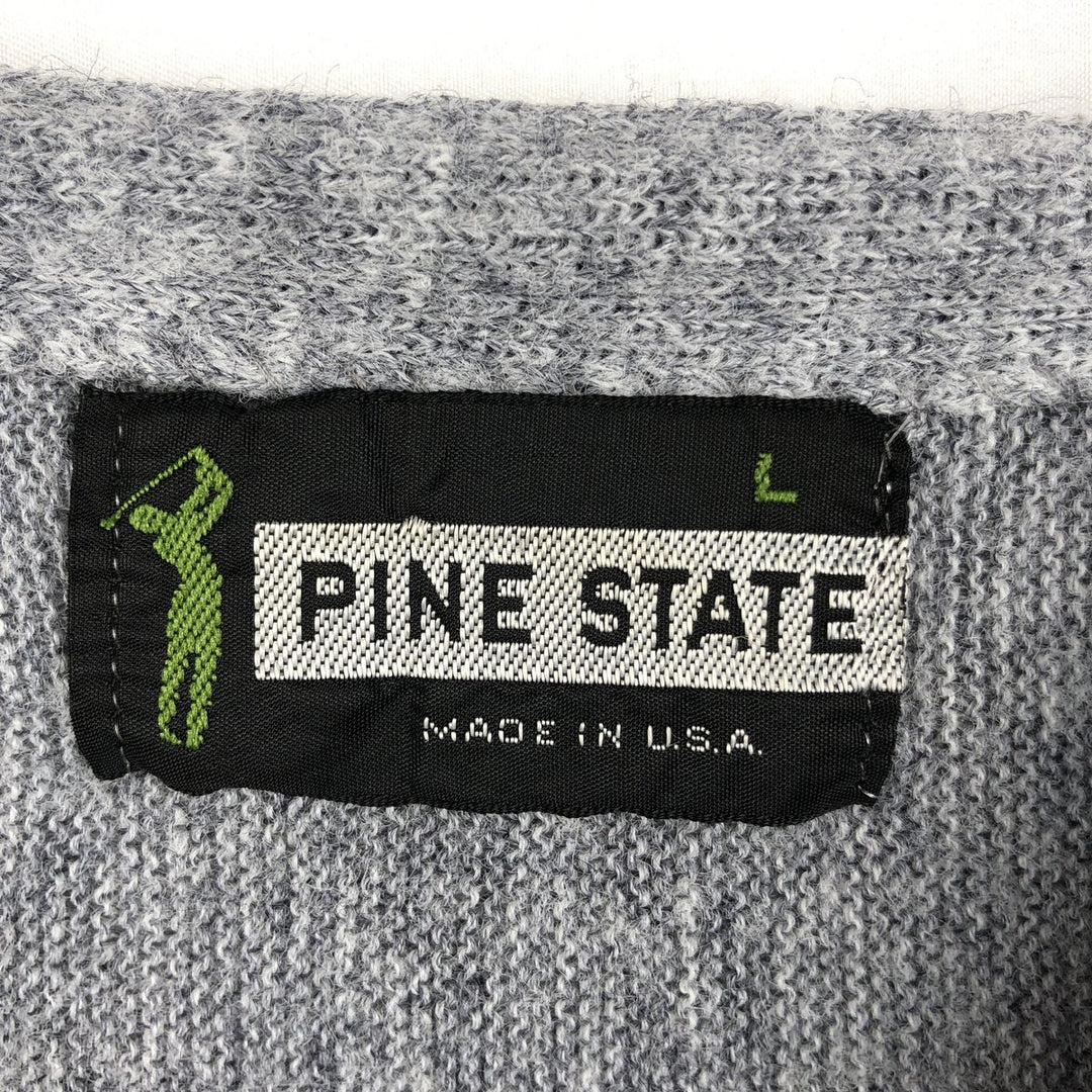 1990'S Pine State knit cardigan, made in USA, men's size L equivalent, vintage. acrylic gray type Vintage Second Hand