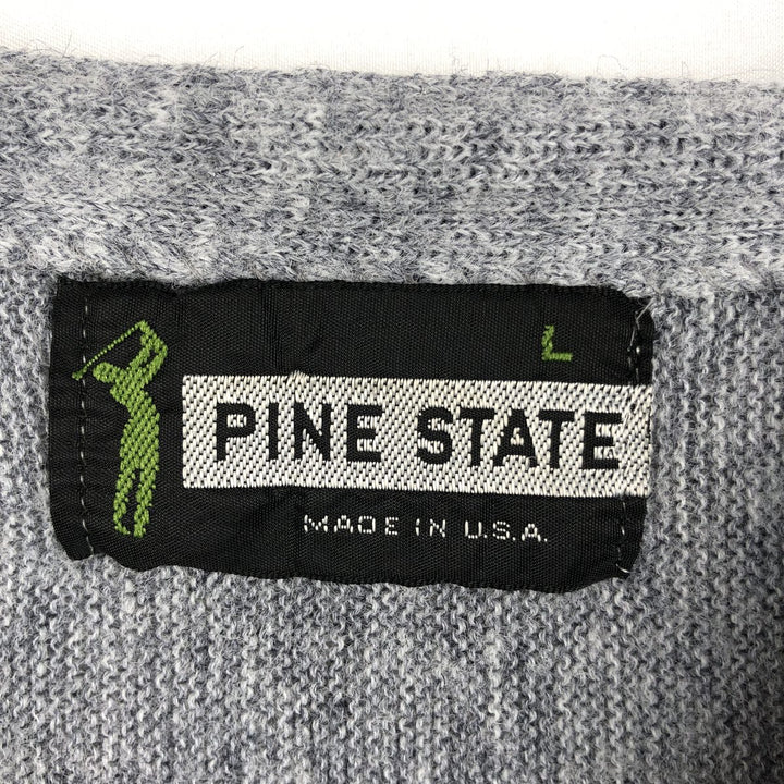 1990'S Pine State knit cardigan, made in USA, men's size L equivalent, vintage. acrylic gray type Vintage Second Hand