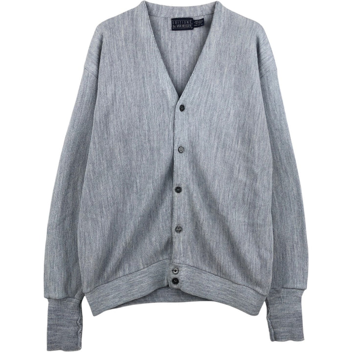 1990'S Van Heusen Editions by Van Heusen knit cardigan, made in the USA, men's size L equivalent, vintage. acrylic gray type Vintage Second Hand