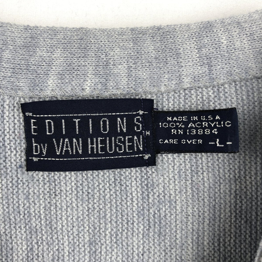 1990'S Van Heusen Editions by Van Heusen knit cardigan, made in the USA, men's size L equivalent, vintage. acrylic gray type Vintage Second Hand