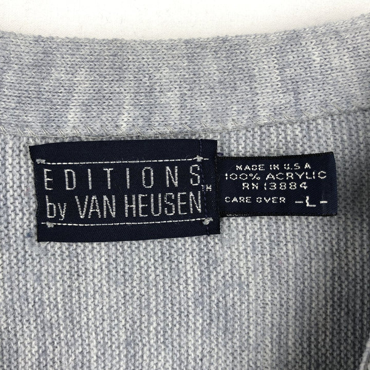 1990'S Van Heusen Editions by Van Heusen knit cardigan, made in the USA, men's size L equivalent, vintage. acrylic gray type Vintage Second Hand