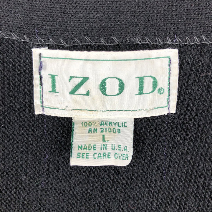 Vintage 90'S IZOD acrylic knit cardigan, made in the USA, size L, men's acrylic black type Vintage Second Hand