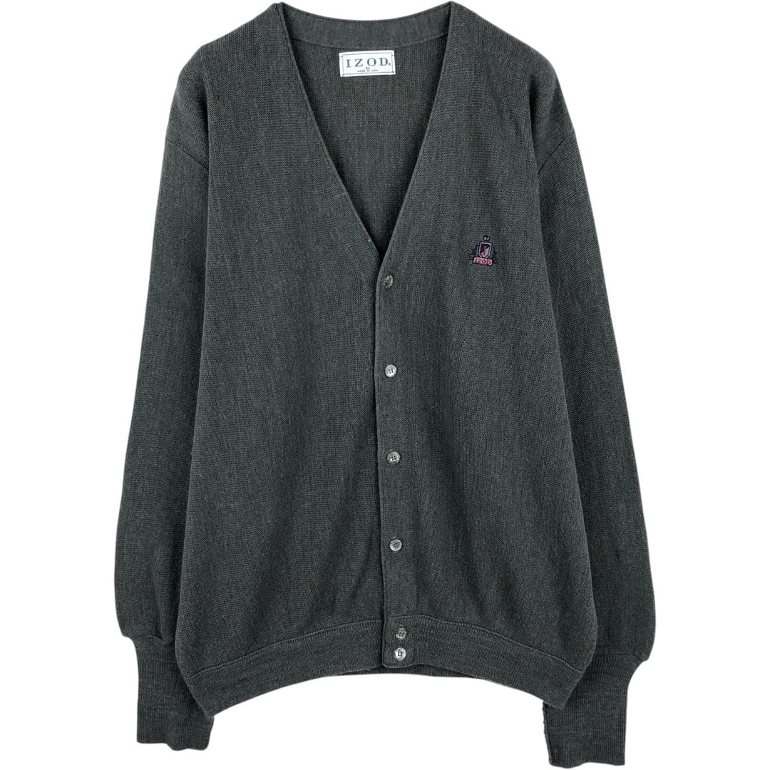 Vintage 90'S IZOD knit cardigan, made in the USA, men's size XL unclear Charcoal Vintage Second Hand