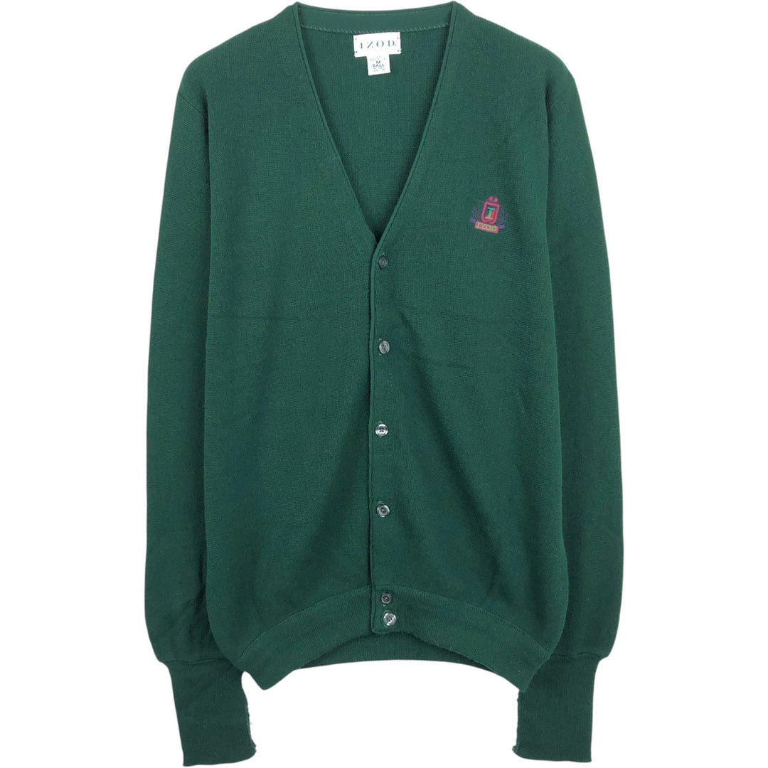 Vintage 90'S IZOD acrylic knit cardigan, made in the USA, size M, men's acrylic Green type dark green Vintage Second Hand