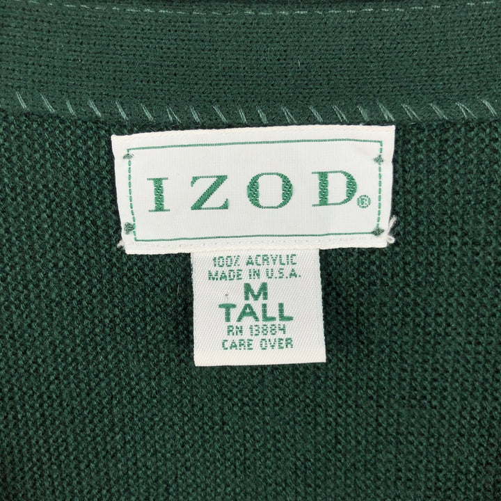 Vintage 90'S IZOD acrylic knit cardigan, made in the USA, size M, men's acrylic Green type dark green Vintage Second Hand
