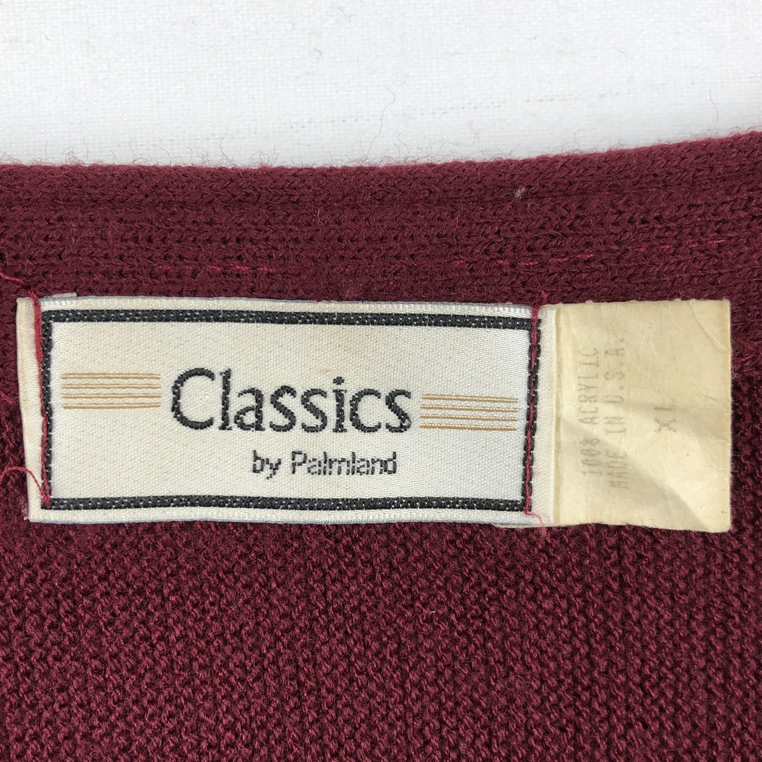 90'S Classics by Palmland Acrylic Knit Cardigan, Made in USA, Men's XL equivalent, Vintage acrylic Red type red-purple Vintage Second Hand