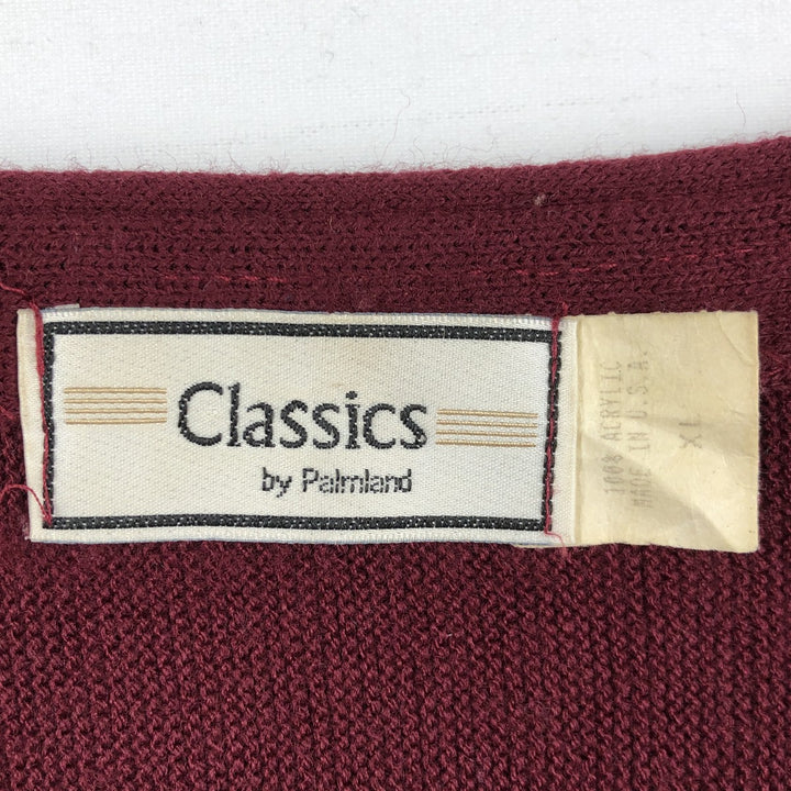 90'S Classics by Palmland Acrylic Knit Cardigan, Made in USA, Men's XL equivalent, Vintage acrylic Red type red-purple Vintage Second Hand
