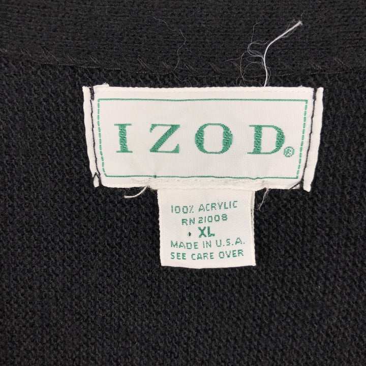 IZOD Acrylic Knit Cardigan, Made in USA, Men's XL acrylic black type Vintage Second Hand