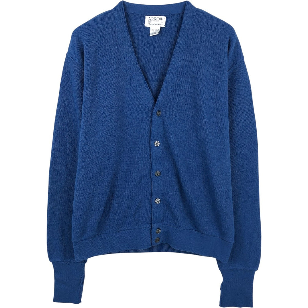 90'S Arrow Tournament acrylic knit cardigan, made in the USA, men's size L, vintage acrylic blue type Vintage Second Hand