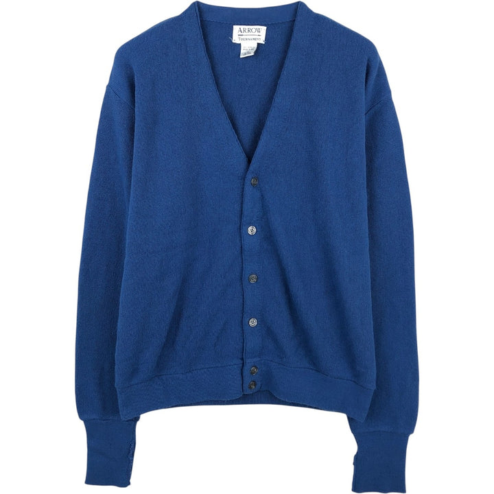 90'S Arrow Tournament acrylic knit cardigan, made in the USA, men's size L, vintage acrylic blue type Vintage Second Hand