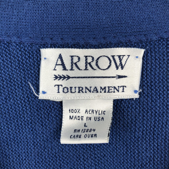 90'S Arrow Tournament acrylic knit cardigan, made in the USA, men's size L, vintage acrylic blue type Vintage Second Hand