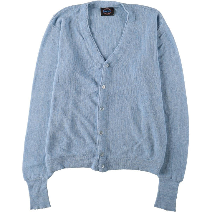 Vintage 1980'S Jantzen acrylic knit cardigan, made in the USA, size L, men's Oron Acrylic Blue type light blue Vintage Second Hand