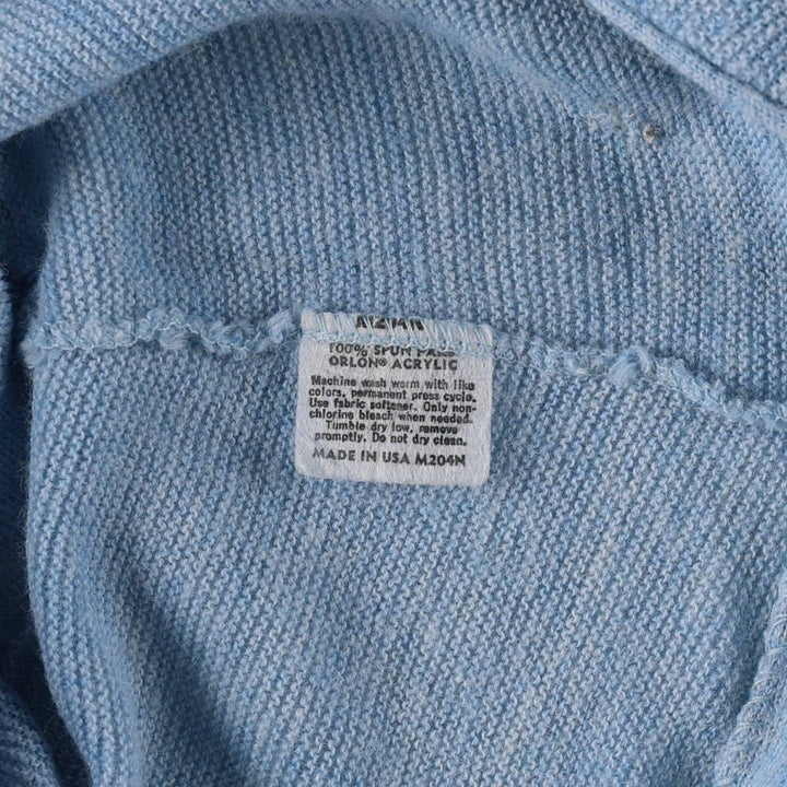 Vintage 1980'S Jantzen acrylic knit cardigan, made in the USA, size L, men's Oron Acrylic Blue type light blue Vintage Second Hand