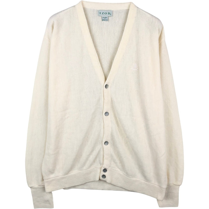 IZOD Acrylic Knit Cardigan, Made in USA, Men's Size L acrylic unbleached Vintage Second Hand