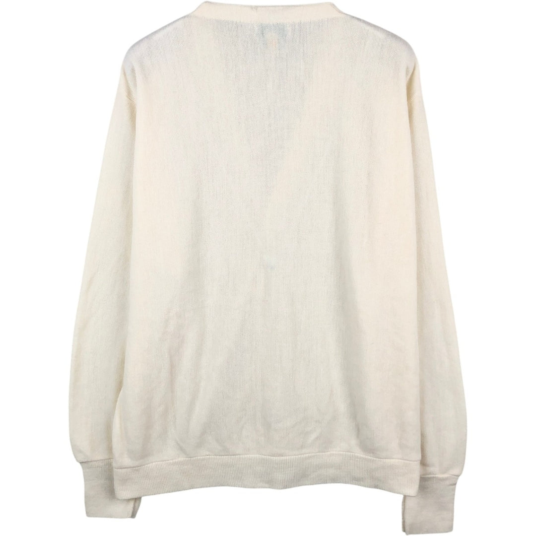 IZOD Acrylic Knit Cardigan, Made in USA, Men's Size L acrylic unbleached Vintage Second Hand
