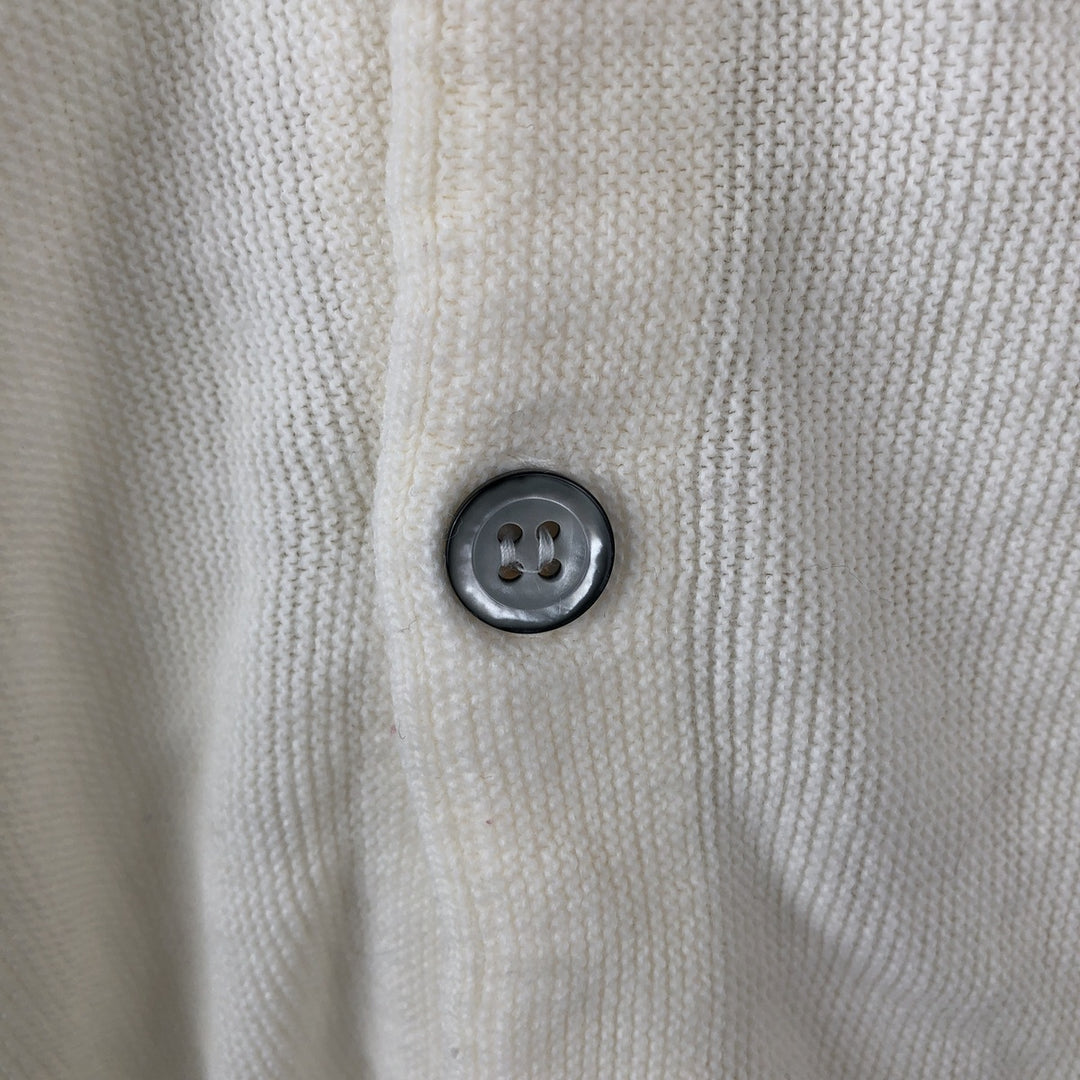 IZOD Acrylic Knit Cardigan, Made in USA, Men's Size L acrylic unbleached Vintage Second Hand