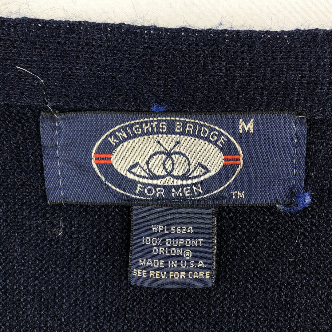 Vintage 90'S Knights Bridge acrylic knit cardigan, made in the USA, size M, men's. acrylic navy blue type Vintage Second Hand