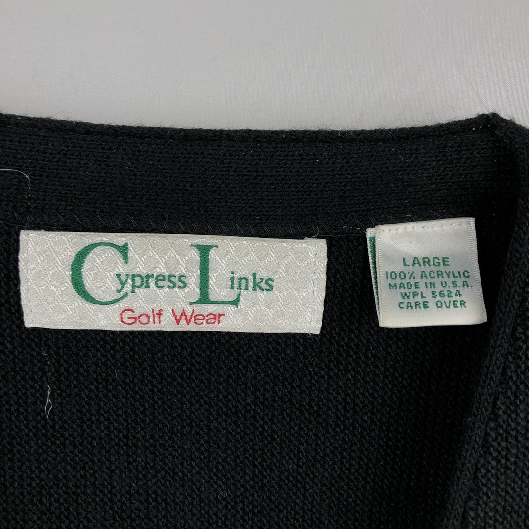 Cypress Links Acrylic Knit Cardigan, Made in USA, Men's Size L acrylic black type Vintage Second Hand