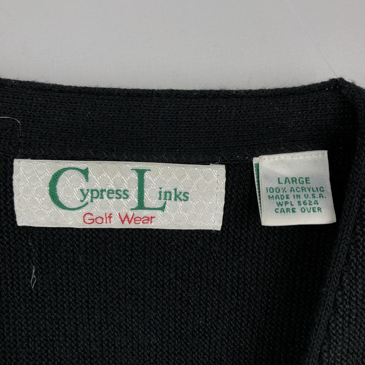 Cypress Links Acrylic Knit Cardigan, Made in USA, Men's Size L acrylic black type Vintage Second Hand