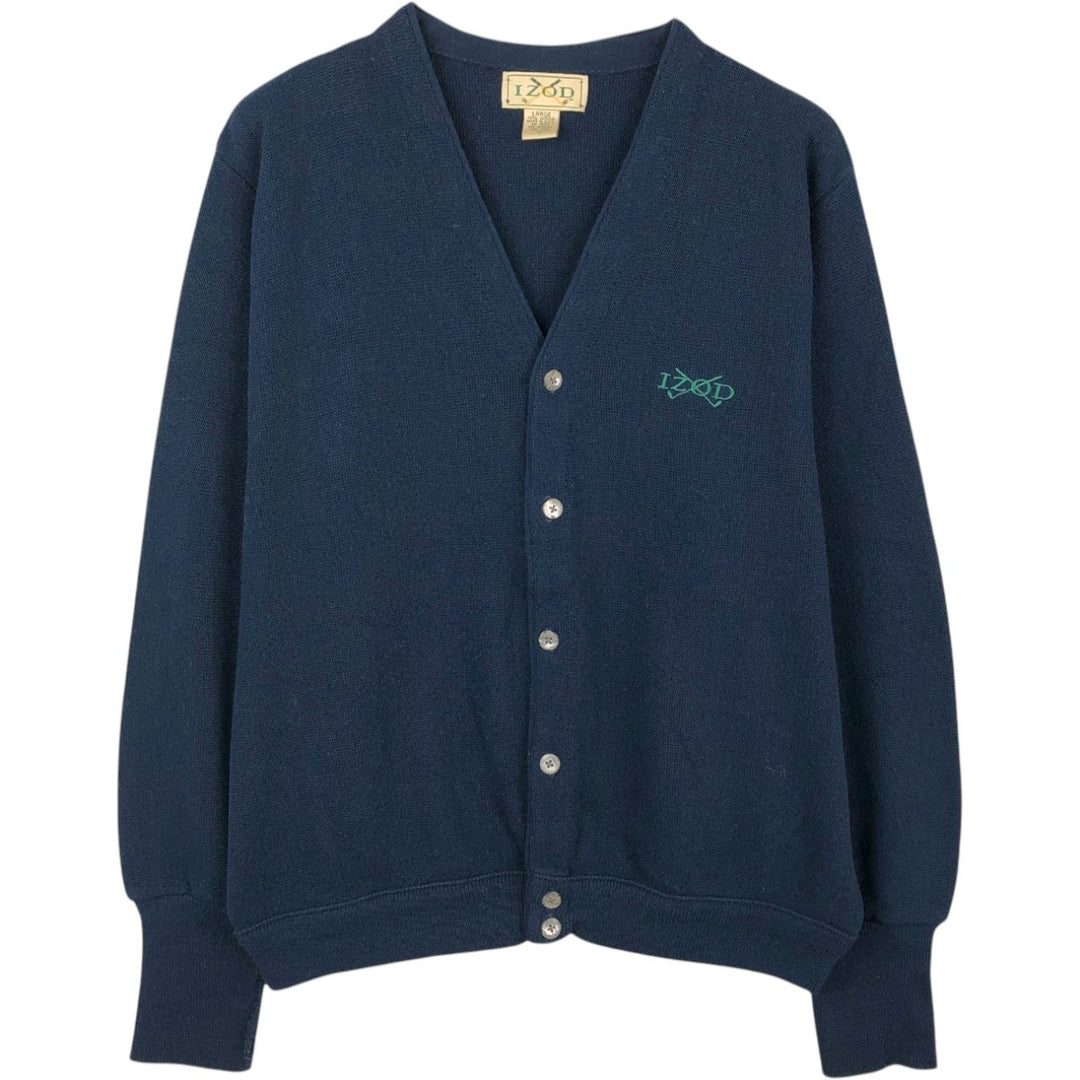 Vintage 90'S IZOD acrylic knit cardigan, made in the USA, size L, men's acrylic navy blue type Vintage Second Hand