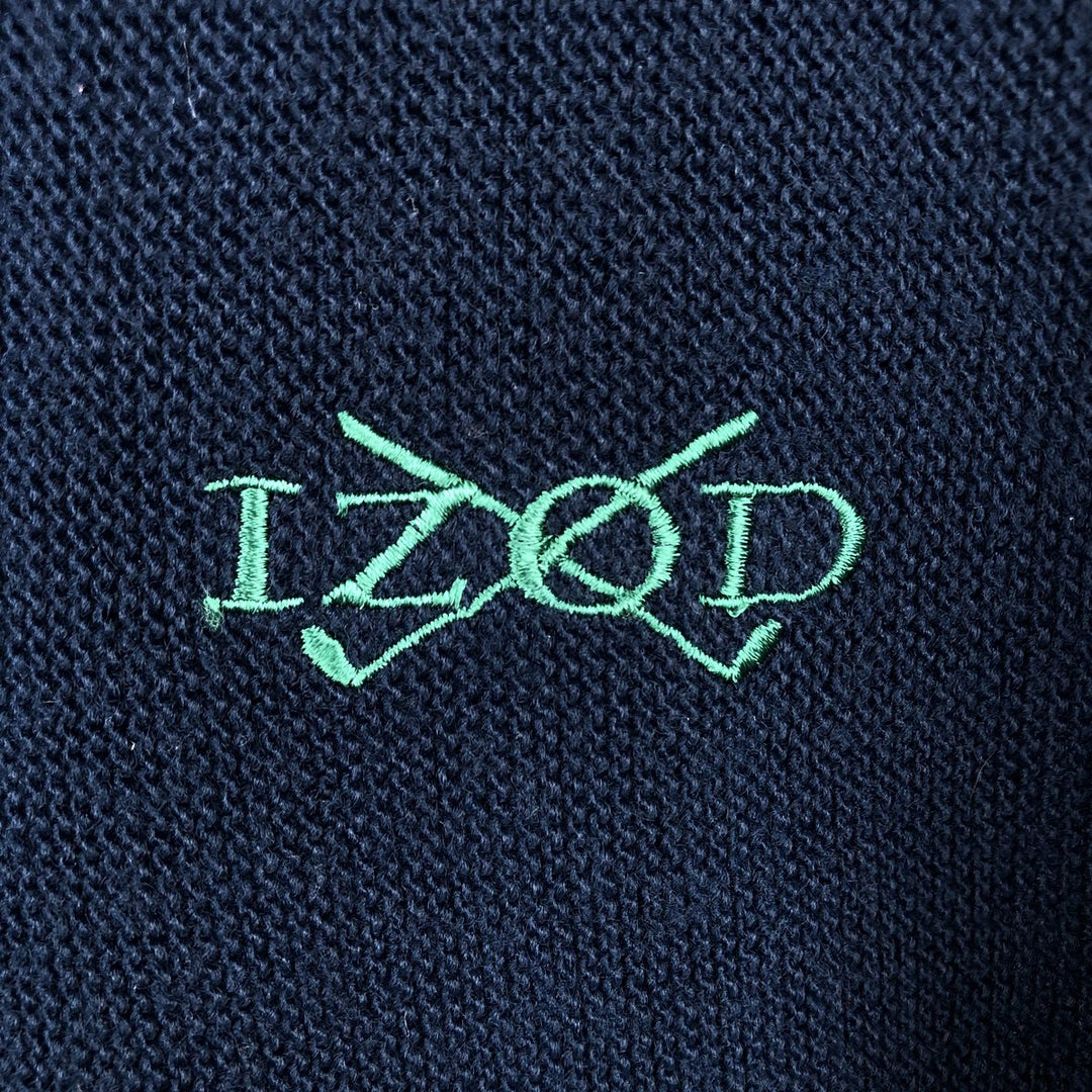 Vintage 90'S IZOD acrylic knit cardigan, made in the USA, size L, men's acrylic navy blue type Vintage Second Hand
