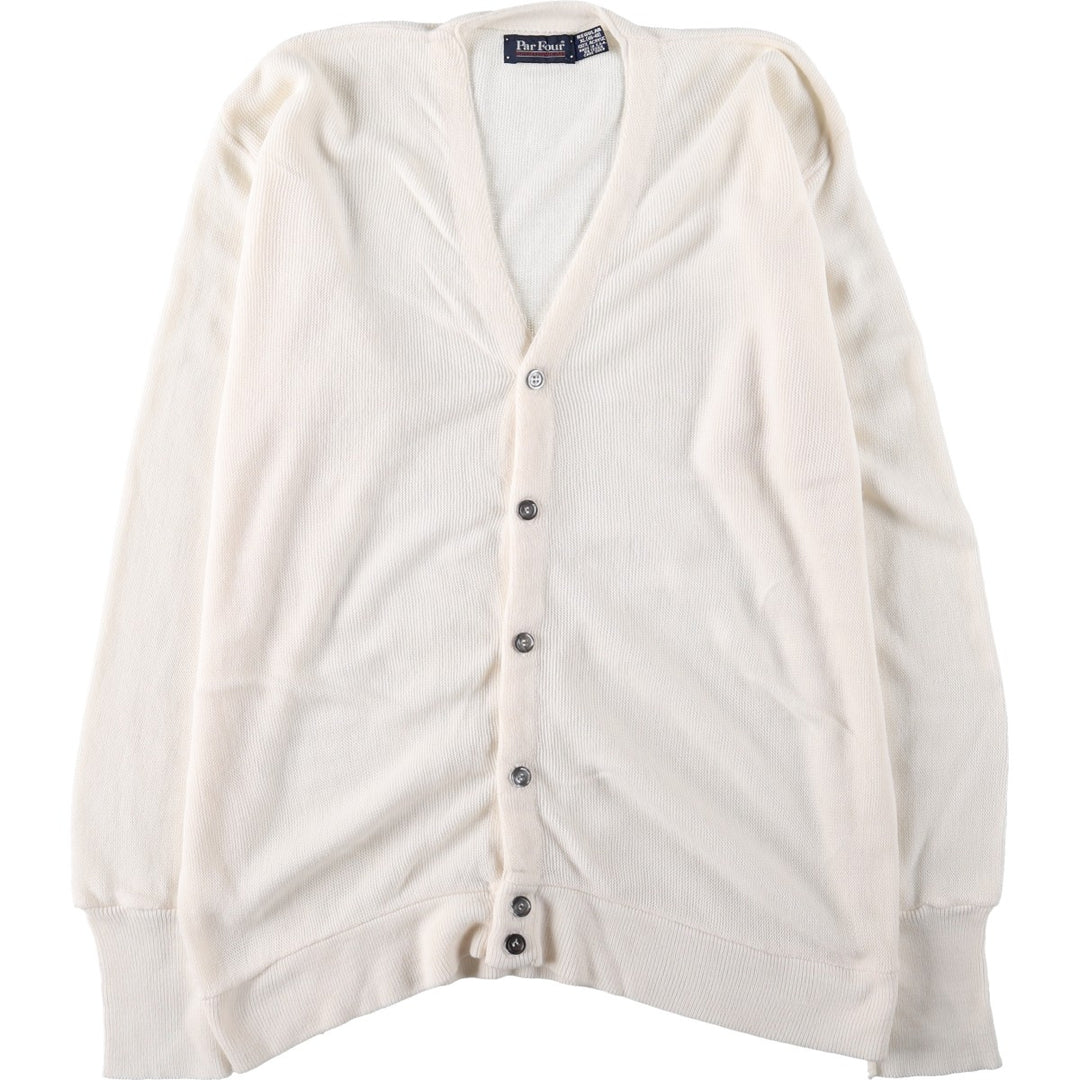 Par Four Acrylic Knit Cardigan, Made in USA, Men's XL acrylic pale white type Vintage Second Hand