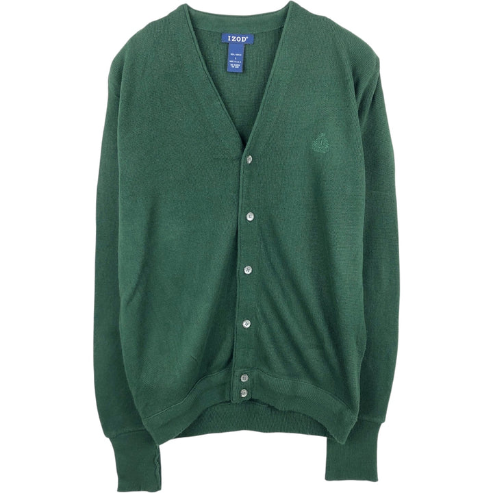 IZOD Acrylic Knit Cardigan, Made in USA, Men's Size L acrylic Green type dark green Vintage Second Hand
