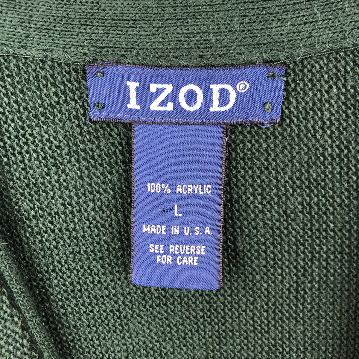 IZOD アクリルニットカーディガン USA製 メンズL相当 acrylic Green IZOD アクリルニットカーディガン USA製 メンズL相当 acrylic Green