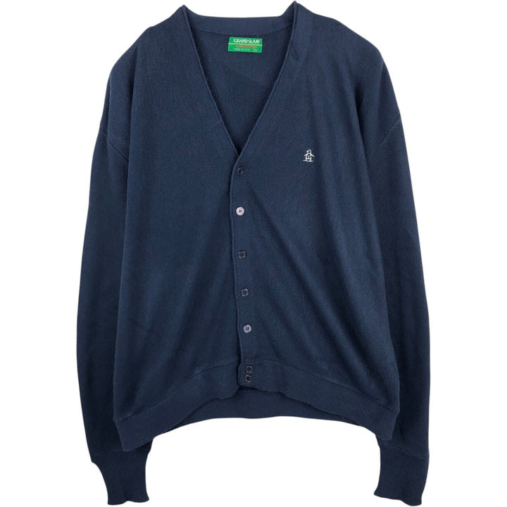 Munsingwear Grand Slam Acrylic Knit Cardigan, Made in USA, Men's XL equivalent. acrylic navy blue type Vintage Second Hand