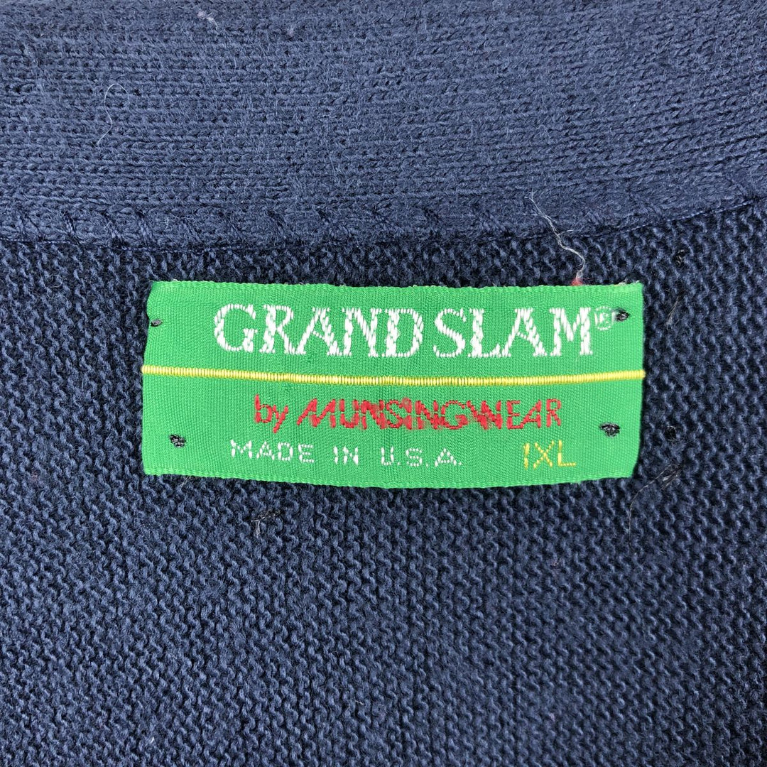 Munsingwear Grand Slam Acrylic Knit Cardigan, Made in USA, Men's XL equivalent. acrylic navy blue type Vintage Second Hand