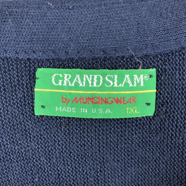 Munsingwear Grand Slam Acrylic Knit Cardigan, Made in USA, Men's XL equivalent. acrylic navy blue type Vintage Second Hand