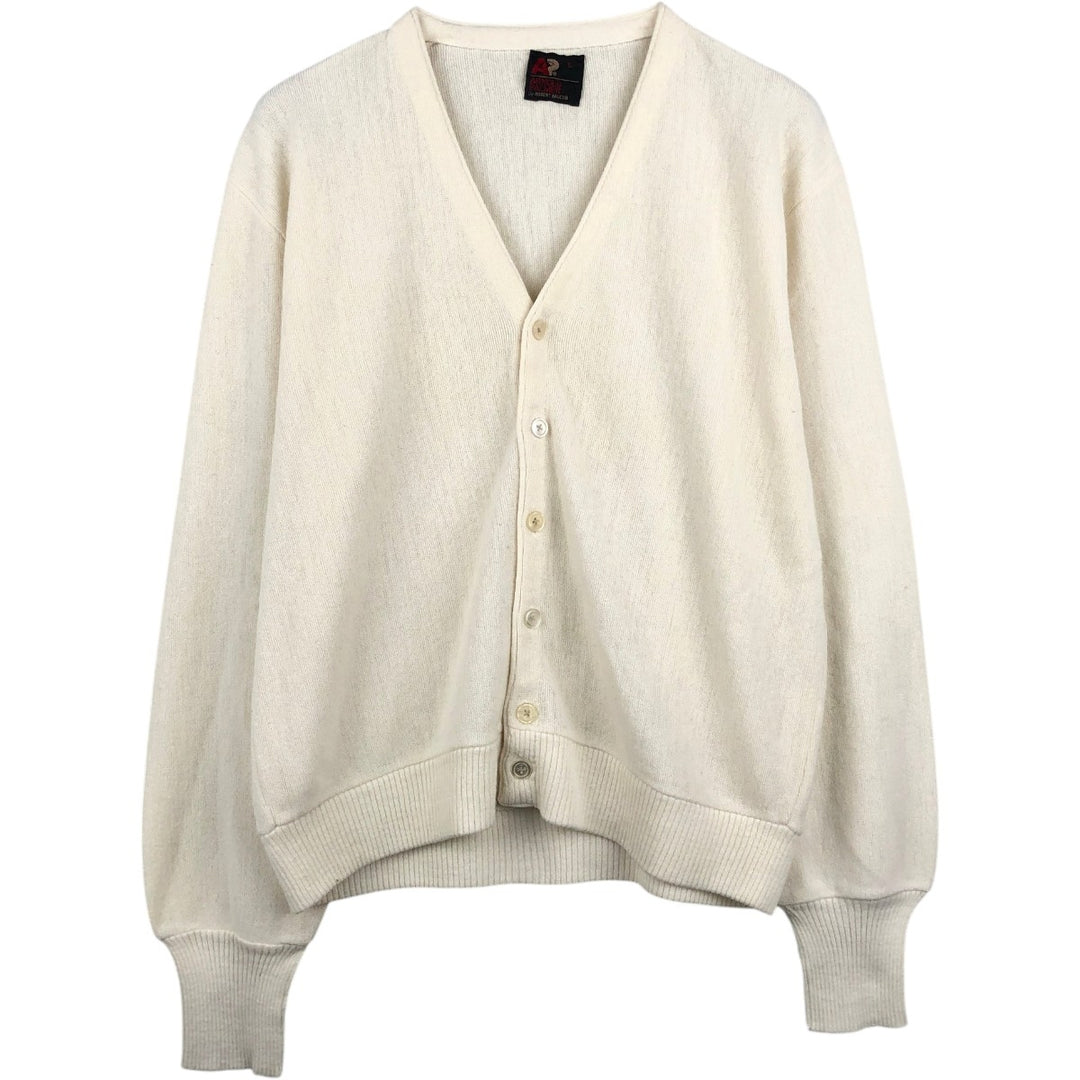 1980'S Arnold Palmer by Robert Bruce Acrylic Knit Cardigan, Made in USA, Men's Size L (approx.), Vintage Oron Acrylic unbleached Vintage Second Hand