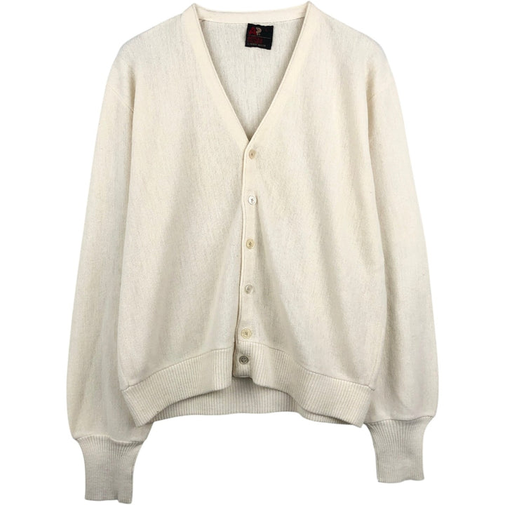 1980'S Arnold Palmer by Robert Bruce Acrylic Knit Cardigan, Made in USA, Men's Size L (approx.), Vintage Oron Acrylic unbleached Vintage Second Hand