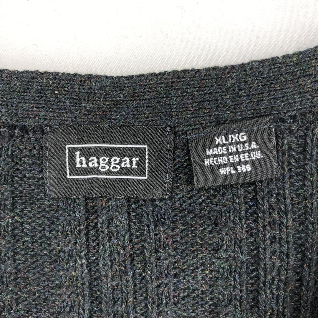 90'S Haggar Acrylic x Cotton Knit Cardigan, Made in USA, Men's Size XL (Equivalent), Vintage cotton black type Vintage Second Hand